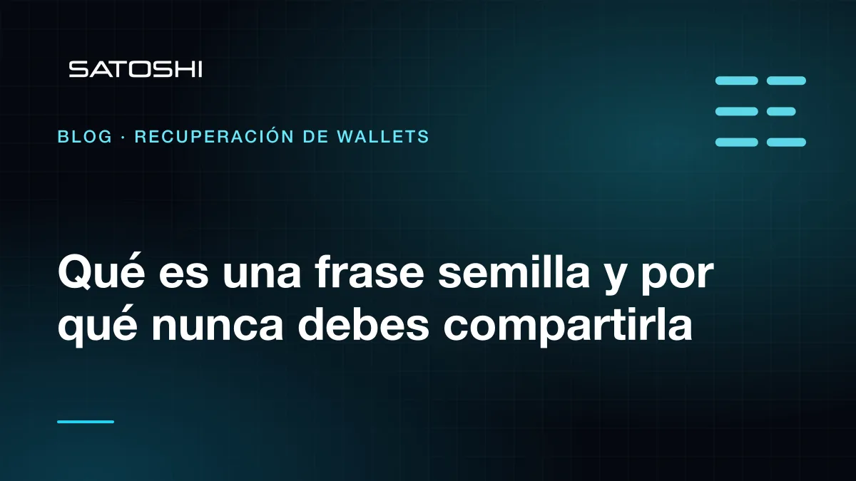 Tarjeta con palabras de recuperación de una wallet protegida sin exponer la frase